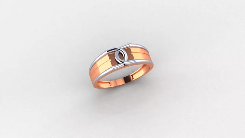 Lock Link Plain Gold Light weight minimalist Mens Band Ring
