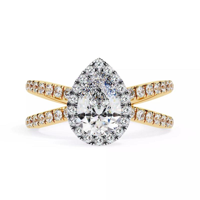 Pear diamond halo setting eternity ring for women