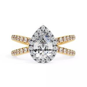 Pear diamond halo setting eternity ring for women
