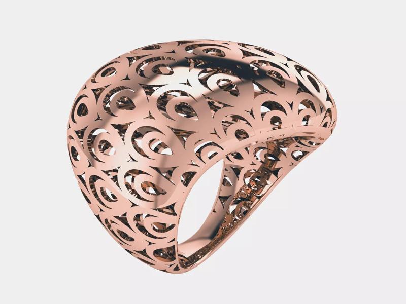 Circles Wire Mesh Plain gold ring