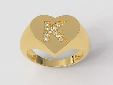 Heart Letter Ring - K