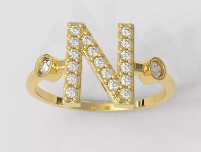 Diamond Letter Ring - N