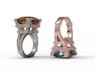 Diamond Pave Eiffel Tower Cocktail ring