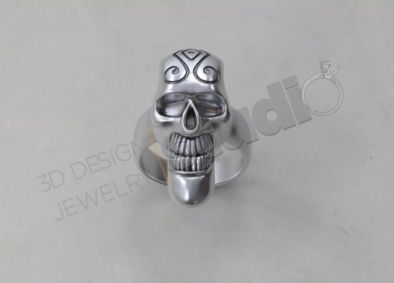 Detailed Skull head ring 3d model