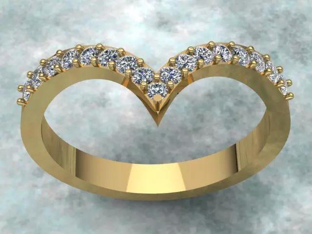 Designed Diamond Golden Engagement Ring
