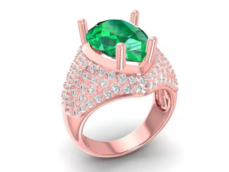 Luxury Pear Cut Pave Diamond Ring for Women 1158