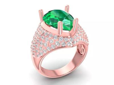 Luxury Pear Cut Pave Diamond Ring for Women 1158