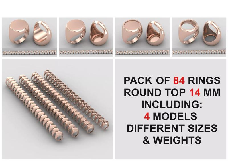 Pack of 84 rings round top 14mm in all sizes 171-MWCG 3D Model Collection