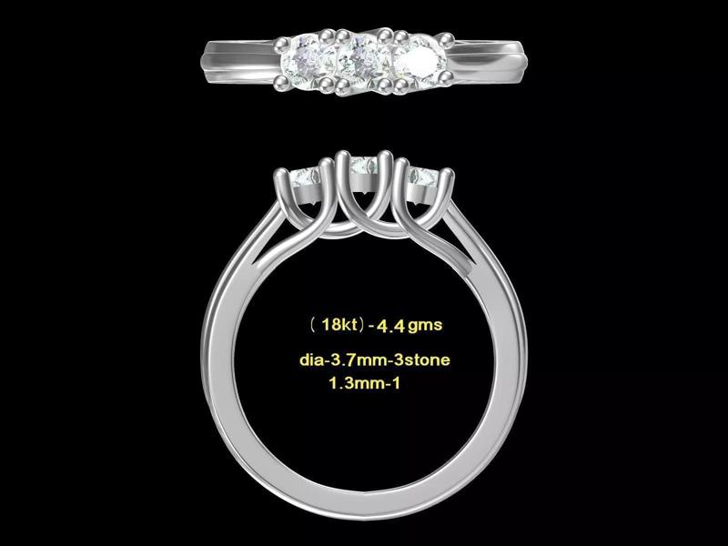 37MMSTONE three stone diamond engagement ring