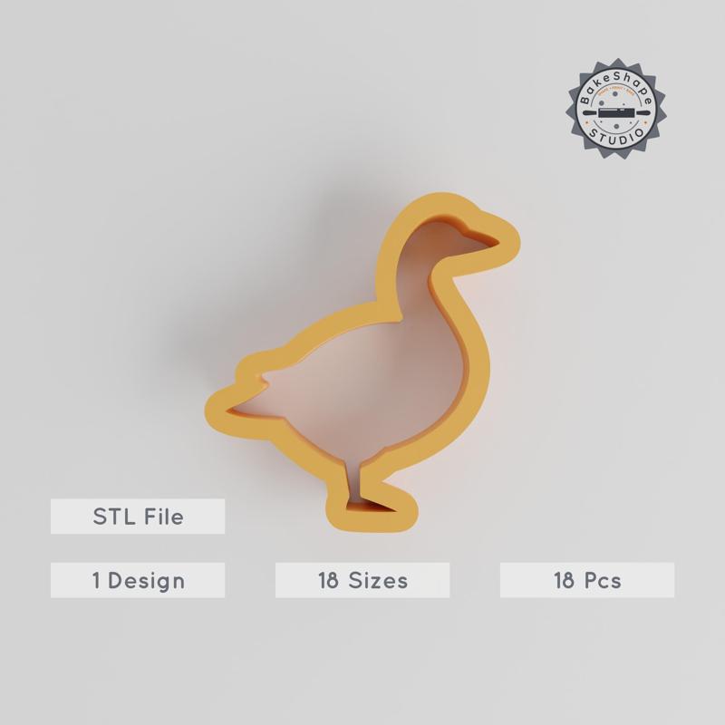 Goose Shape Cutter Set, 18-Piece Animal Cookie & Fondant Cutters, Waterfowl & Bird Design, 0.75" to 5"