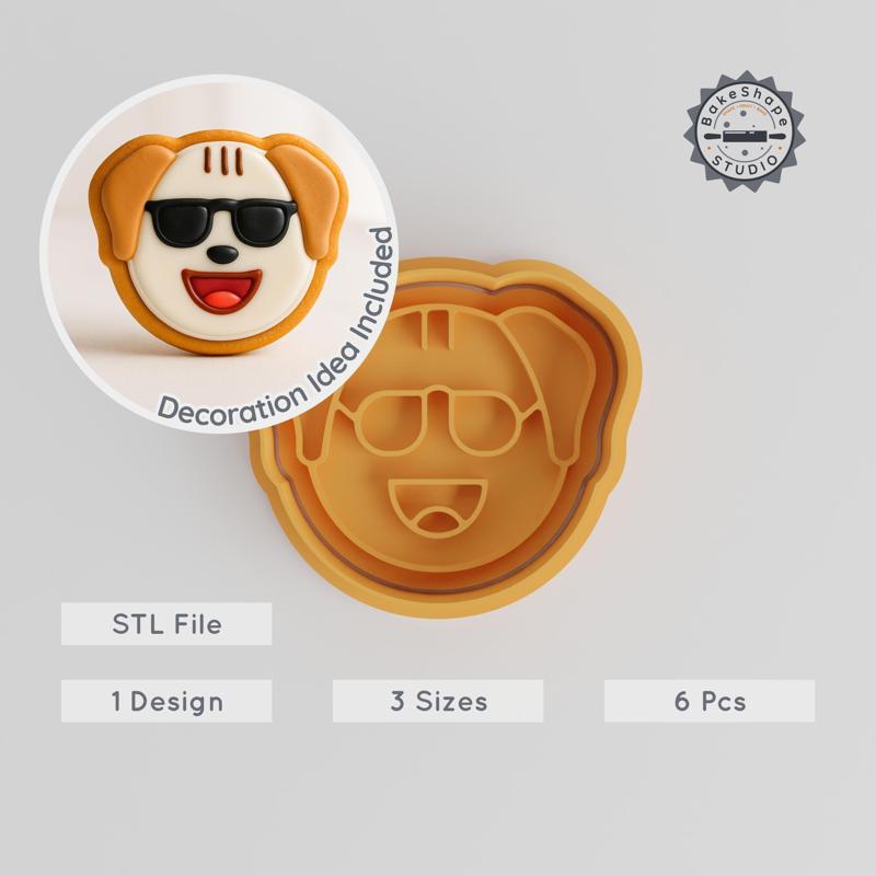 Dog Shape Cutter & Stamp Set, Cool Canine Design, Cookie & Fondant Tools, 3 Sizes, Animal Theme, Perfect for Baking & Decorating