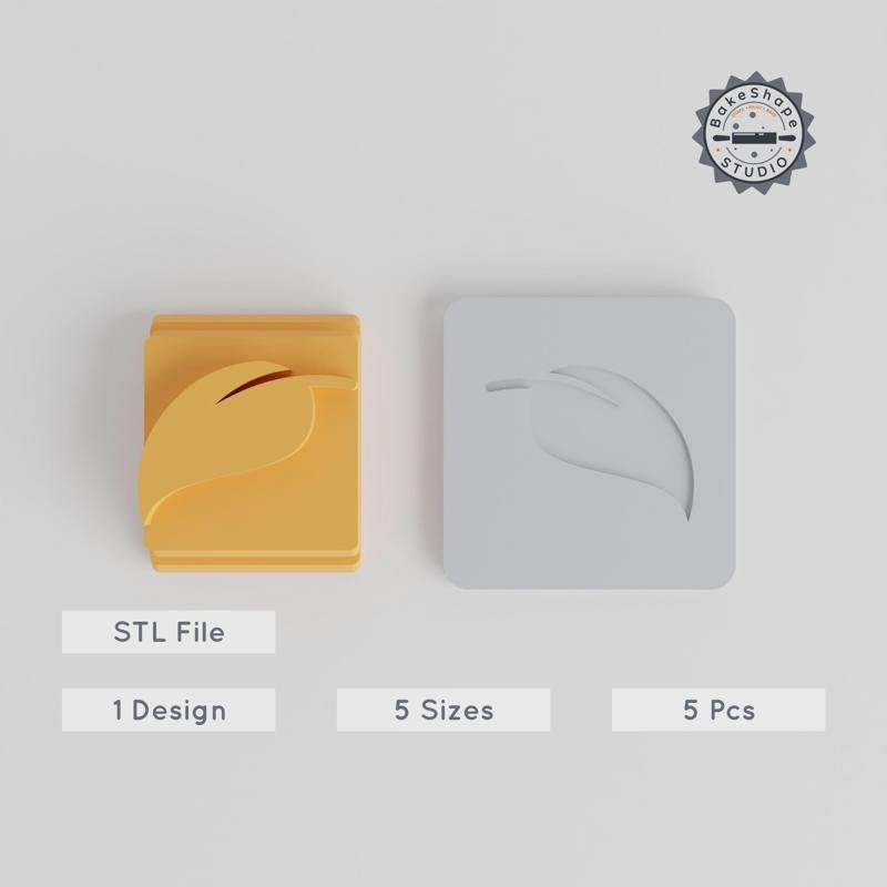 Leaf Stamp Tile Set, 5 Sizes, Perfect for Clay, Cookies & Fondant, Nature Emblem, Botanic Design STL File
