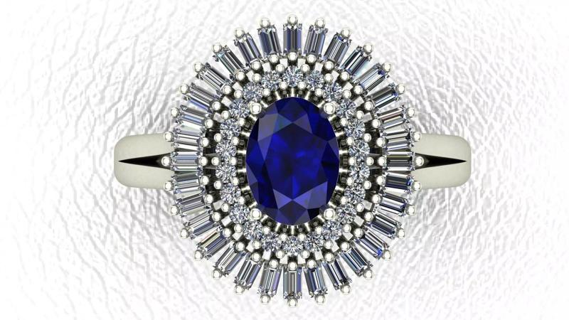 Quintan Blue Sapphire Engagement Ring 3D Model