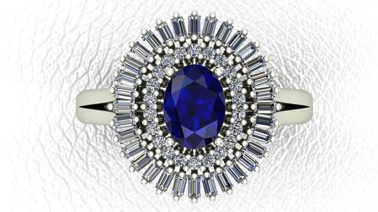 Quintan Blue Sapphire Engagement Ring 3D Model