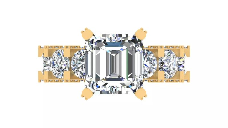 Regal Radiance Custom Emerald Cut and Round Diamond Eternity