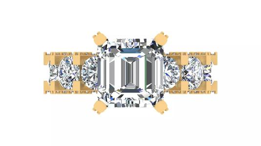 Regal Radiance Custom Emerald Cut and Round Diamond Eternity