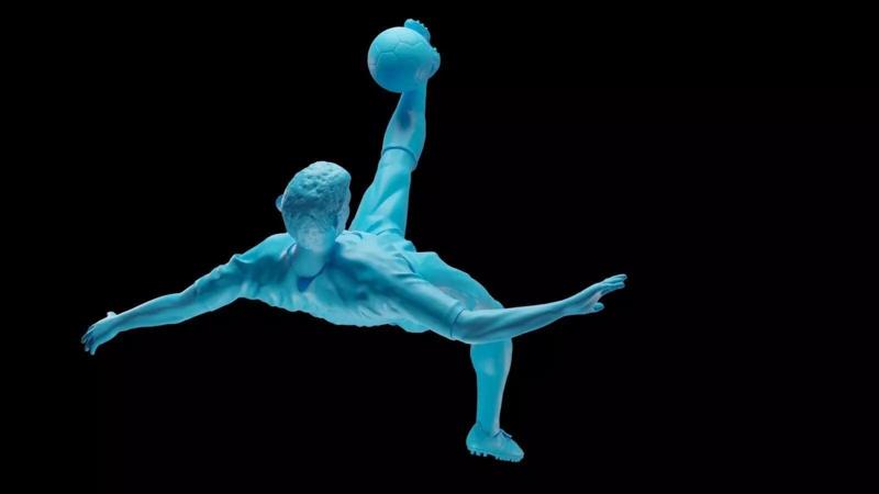 Gigi Riva Cagliari soccer player statue 3d printing bicycle kick