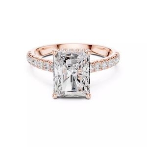 Radiant Cut Hidden Halo Pave Diamond On Bridge Ring File Video