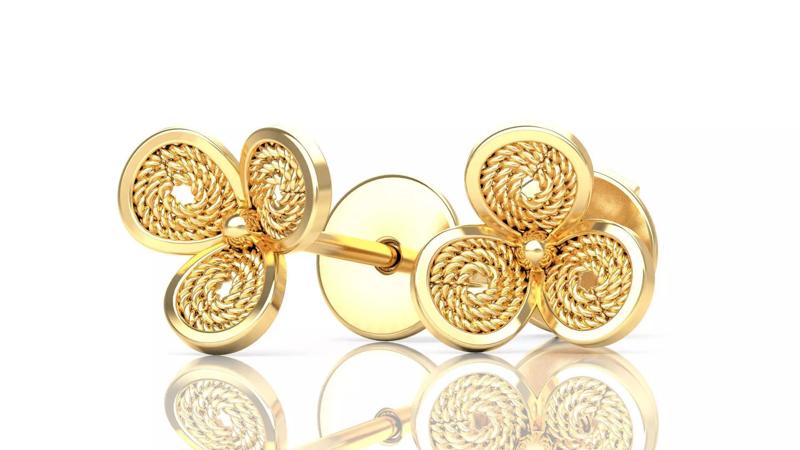 Three Petals Flower Filigree Stud Earring