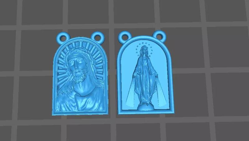 Escapulario  placas religiosas  Jesus e Maria