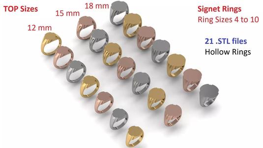 Signet Rings Pack 12 - 15 and 18 mm