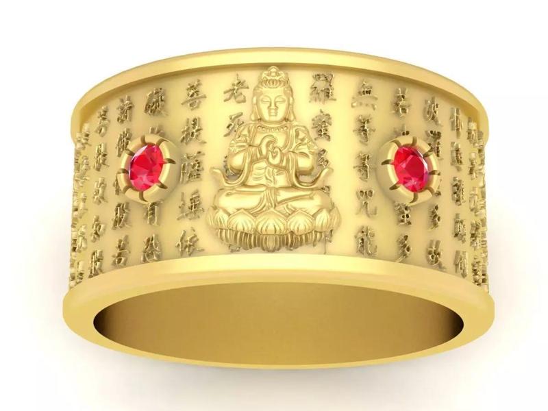 Guanyin Buddha Buddha Heart Sutra Ring 3591