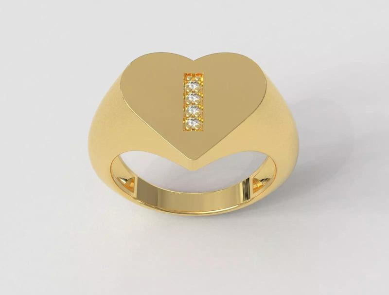 Heart Ring - Diamond Letter I