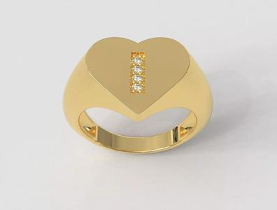 Heart Ring - Diamond Letter I