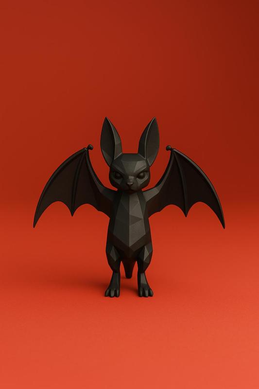 Low Poly Bat Figurine - 3D Printable Animal Sculpture