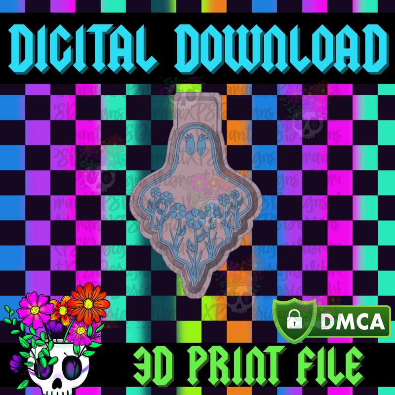 Ghost with Flowers STL Freshie Housing