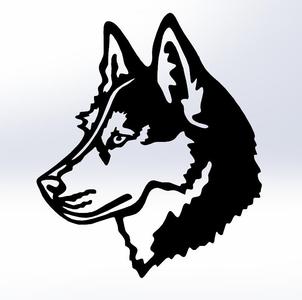 Wolf Dog Head - Line Art