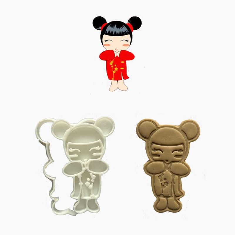 CNY - GIRL QIBAO2 COOKIE CUTTER STAMP