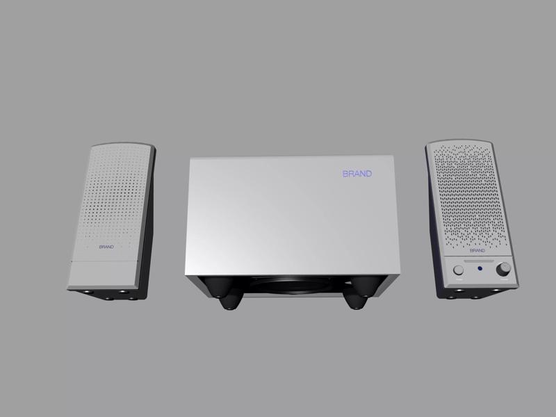 Blue and gray desktop Stereo 2-1 speaker