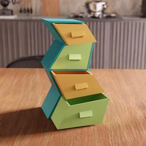 3D Curved Drawer Box STL File - 178