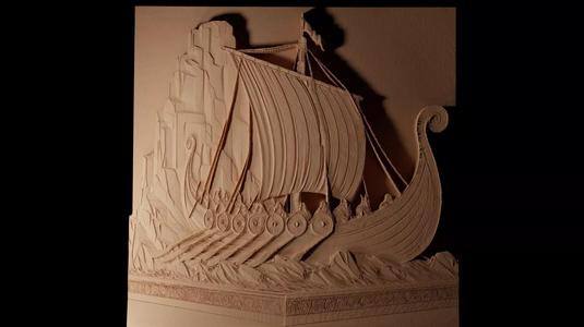 Viking Ship CNC 3d Print High Relief Sand Casting