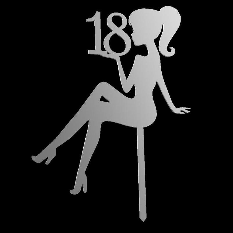 Happy 18th Birthday Girl Silhouette Cake Topper