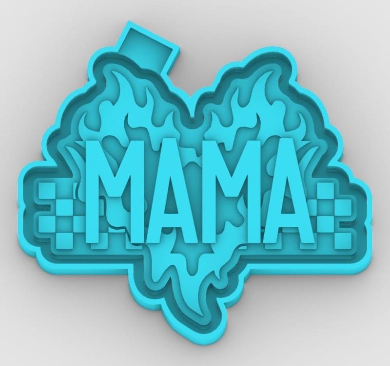 hot heart - mom - checkered background - freshie mold - STL for silicone mold