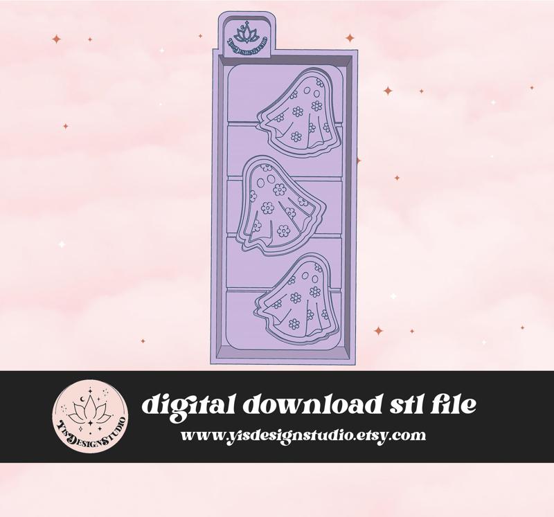 Daisy Ghost Snap Bar Housing Mold Maker STL File for Freshies, Candles, Aroma Beads, Soap, Freshie Mold, Candle, Wax Melts Mold,  Wax Tarts