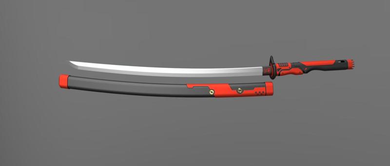 Demon Slayer Tanjiro Cyberpunk Katana With Sheath