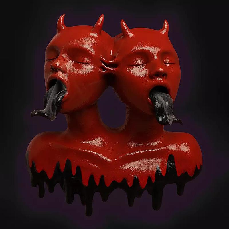 Japanese Oni Twins Black Tongue Nipponese drip mask toy