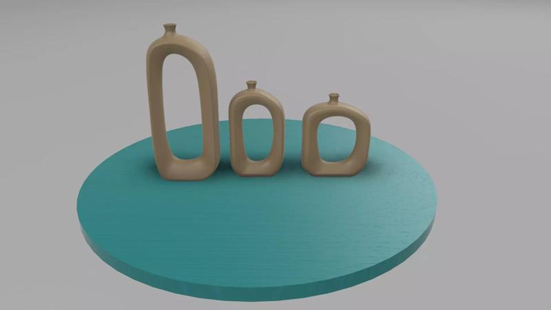3 Pieces Vintage 3D Plant Vase Model Perfect for Home