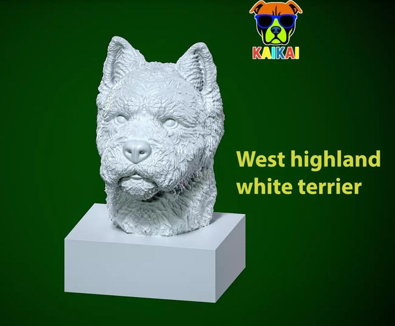 West highland white terrier Dog Bust model - statue - 3D print