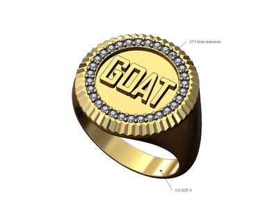 Chunky fluted goat diamond signet ring