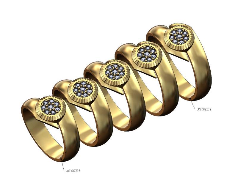 Diamond bezel bypass band US sizes 5to9 3D print model