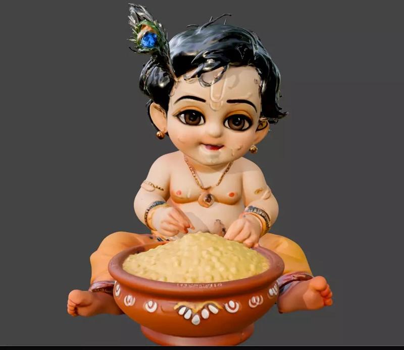 Baby Krishna 3D Printable model for spiritual art and decor