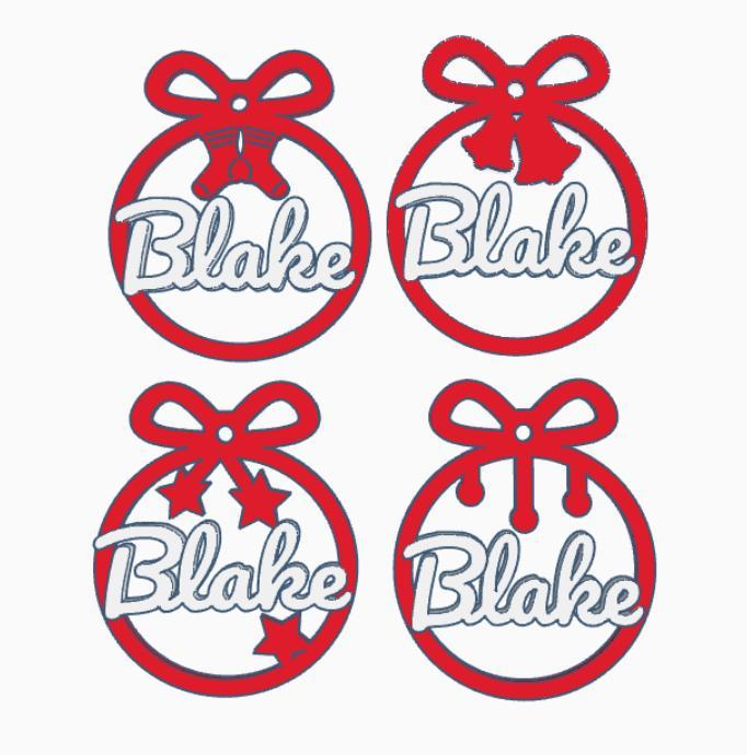 4 x Blake, Personalized Christmas tree ball
