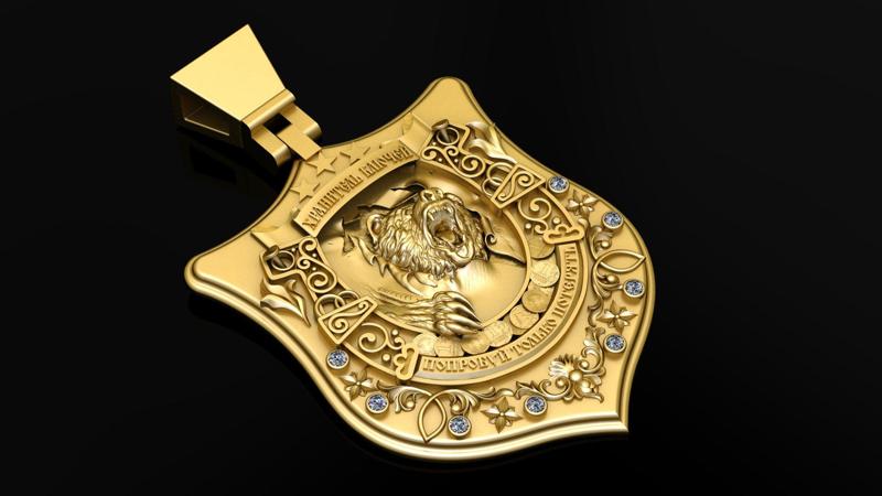 Fashion Animal Bear Head Gold Pendant 3D Printable Model