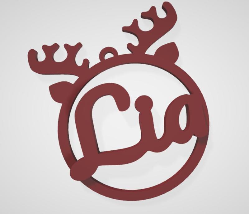 2 x Lia, Personalized Christmas tree ball