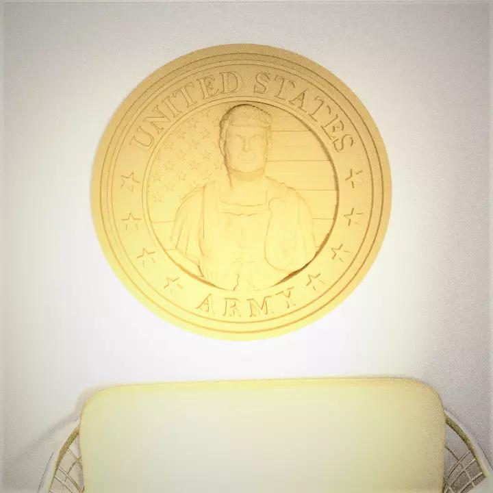 God Emperor Donald Trump and USA Army Logo  3D STL Model