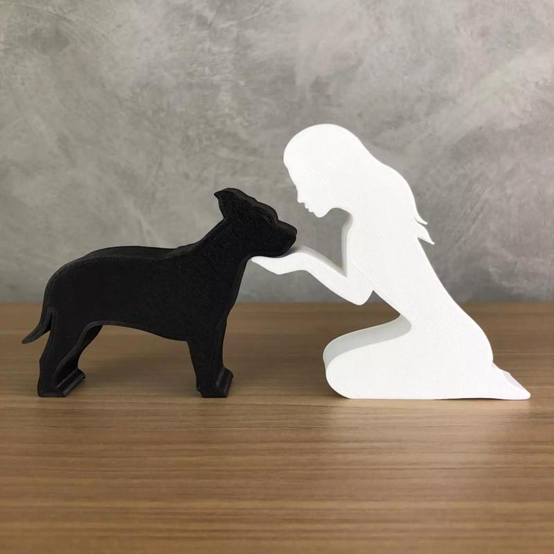 Girl and her American Staffordshire -straight hair- for 3D print